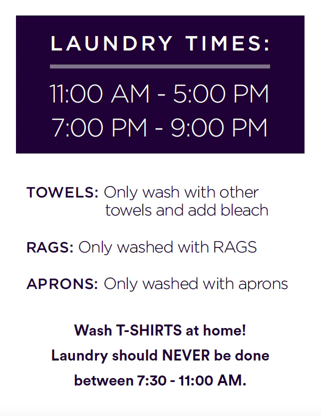 PRINT Laundry Card - ENGLISH (ON only)