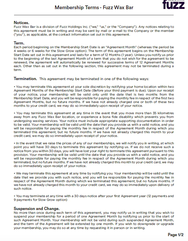 PRINT - Membership Terms - ENGLISH