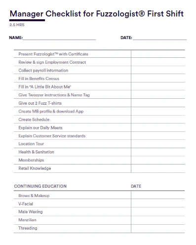 PRINT - Manager Training Checklist - FRENCH