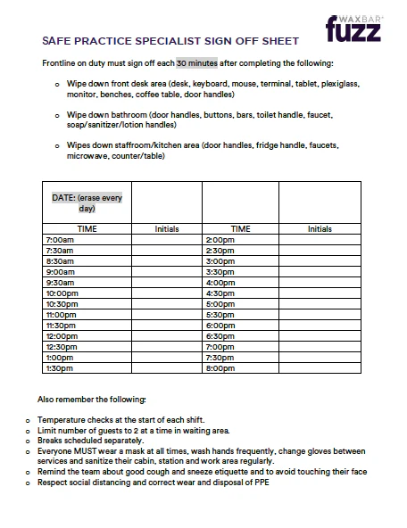 PRINT - Safe Practice Specialist Checklist (SPS) - FRENCH