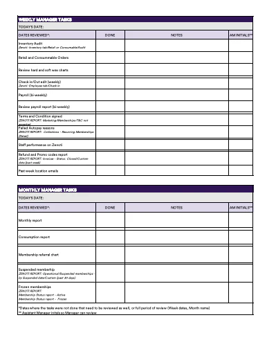 PRINT -Weekly and Monthly Manager's task list - ENGLISH